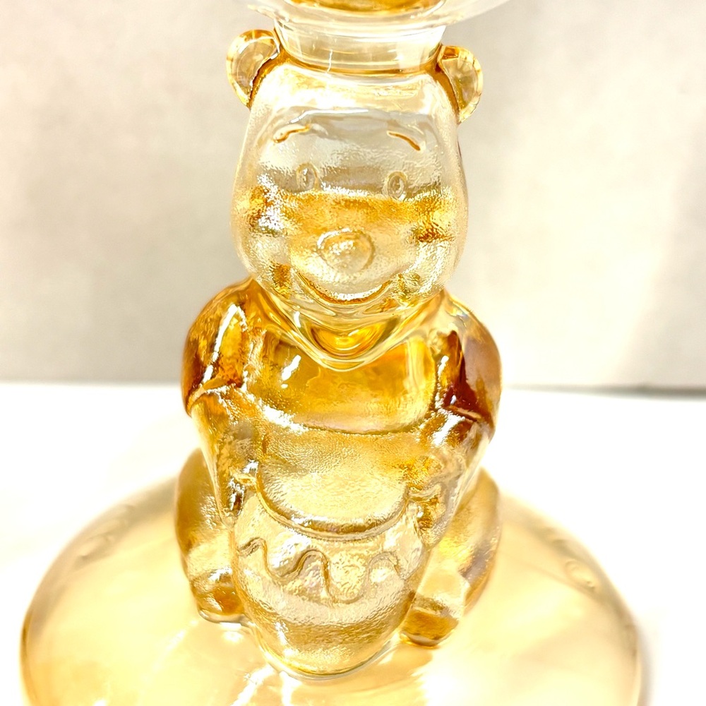 Vintage Walt Disney WINNIE THE POOH Amber Glass Goblet - 8oz Onishi Japan